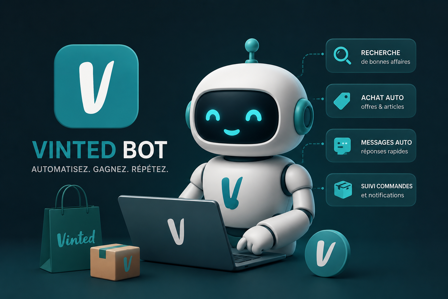 Bot Vinted intelligent pour automatiser la recherche d'articles et recevoir des alertes en temps réel.